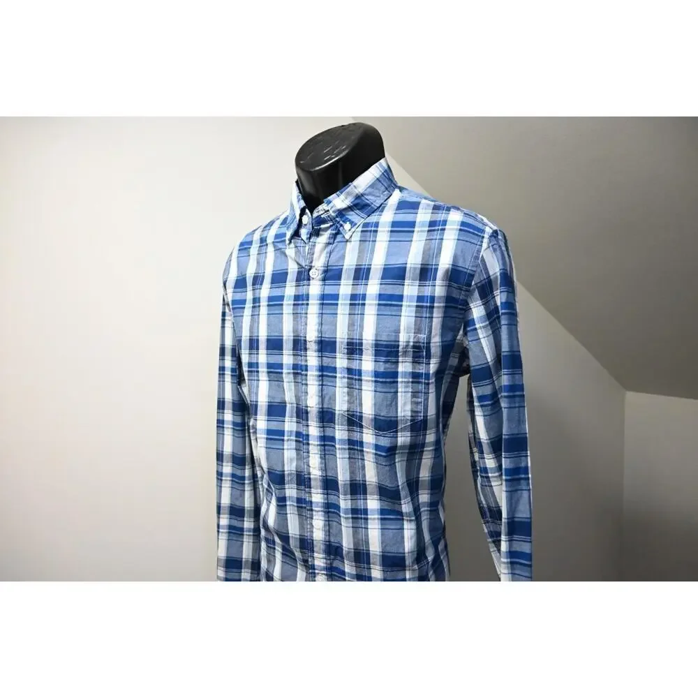 J Crew Flex Wash Dress Shirt Plaid Classic‎ Stretch Long Sleeve Mens Sz Medium